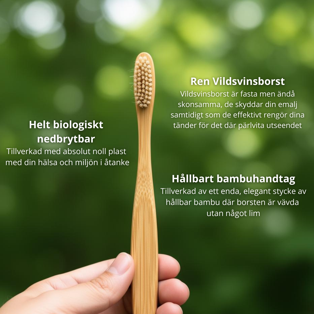 Bambutandborste med produktfördelar